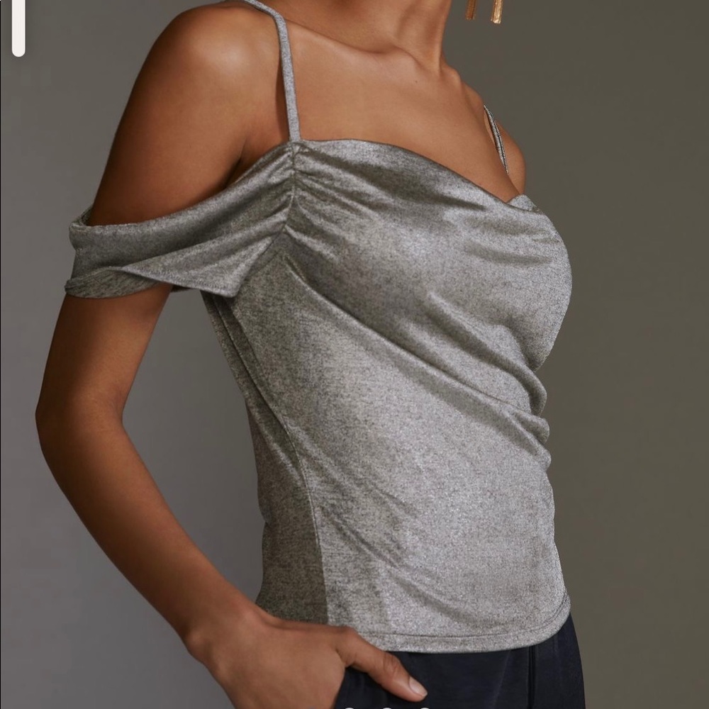 Anthropology NWT silver blouse